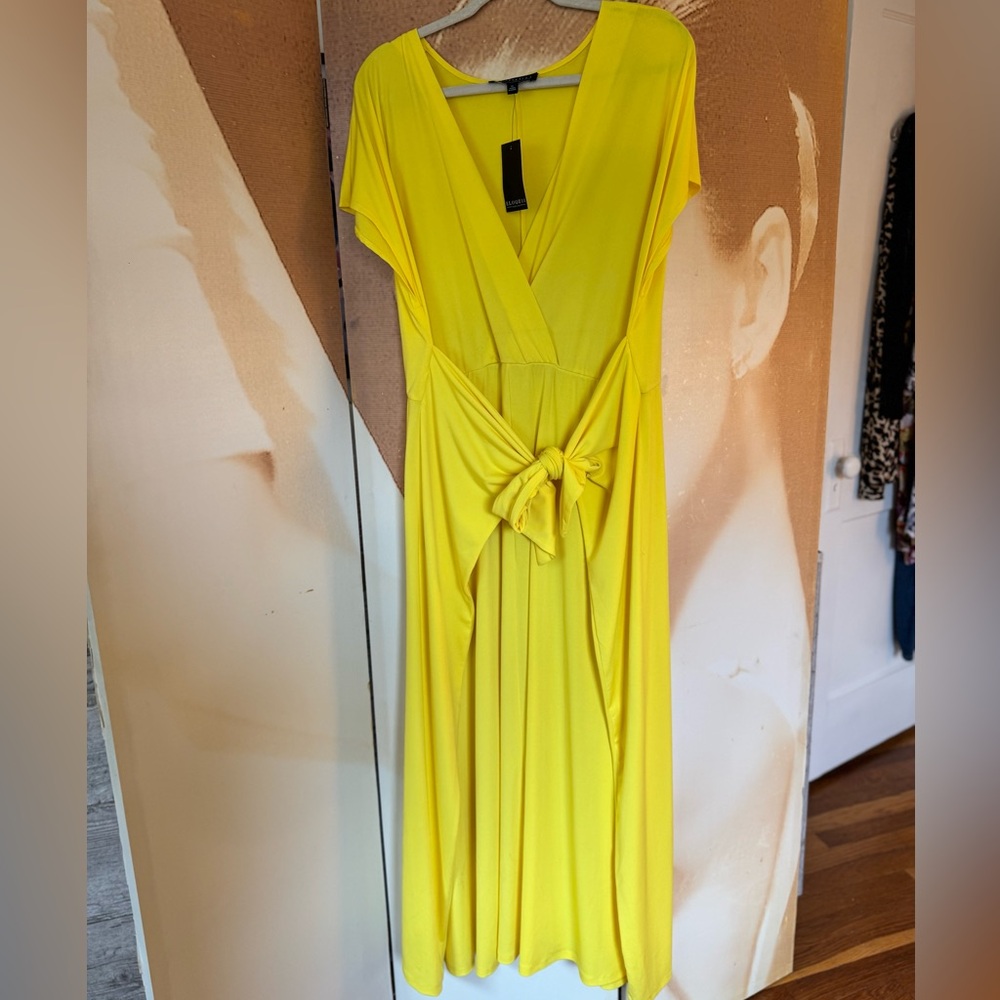 Eloquii Sunny Yellow V-Nexk wrap dress